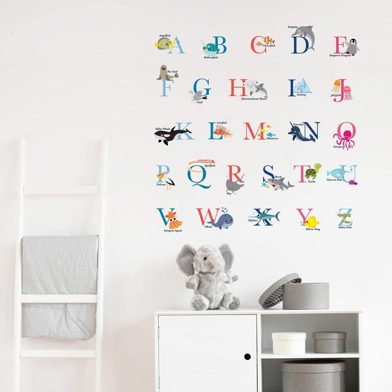 DECOWALL DS-8040 A-Z Ocean Alphabet Kids Wall Stickers Wall Decals Peel and Stick Removable Wall Stickers for Kids Nursery Bedroom Living Room (Small) d?cor - Image 3